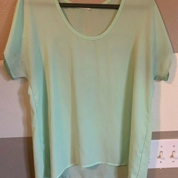⭐️Nordstrom Lush Womens Mint Green Sheer  Shirt Sm - Picture 1 of 3